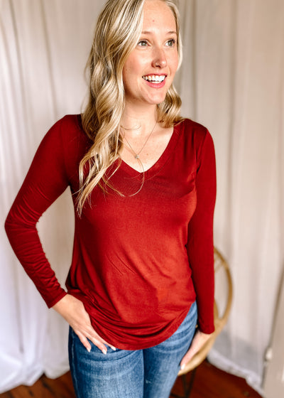 Ella Back To Basic Top in Rust