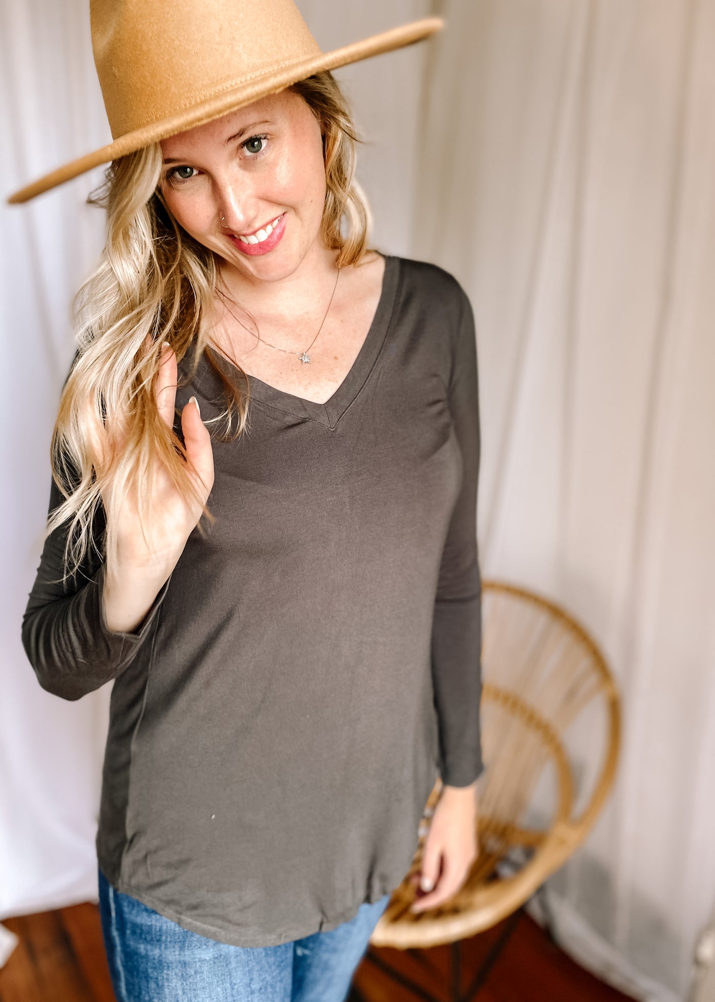 Ella Back To Basic Top in Ash Grey