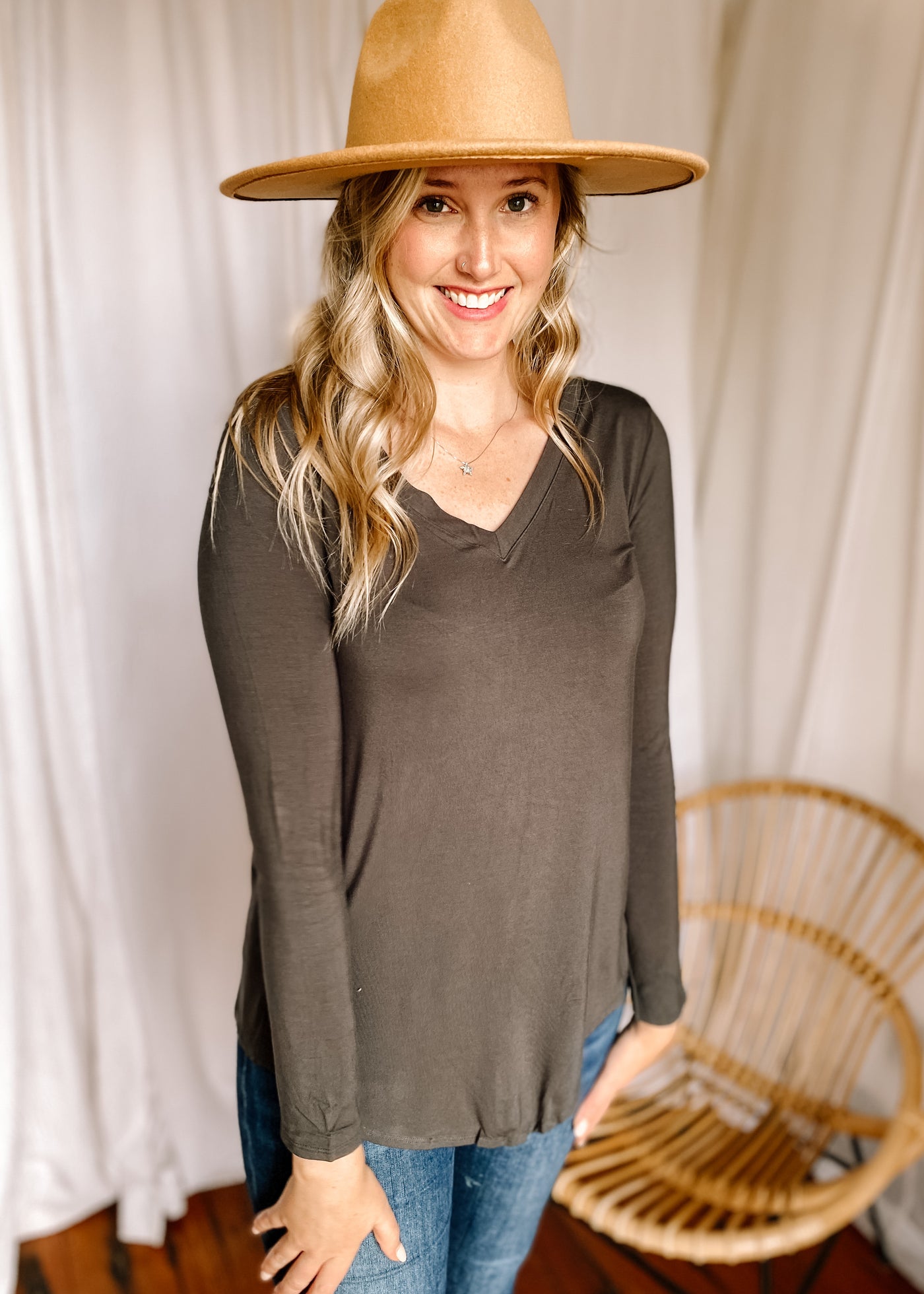 Ella Back To Basic Top in Ash Grey