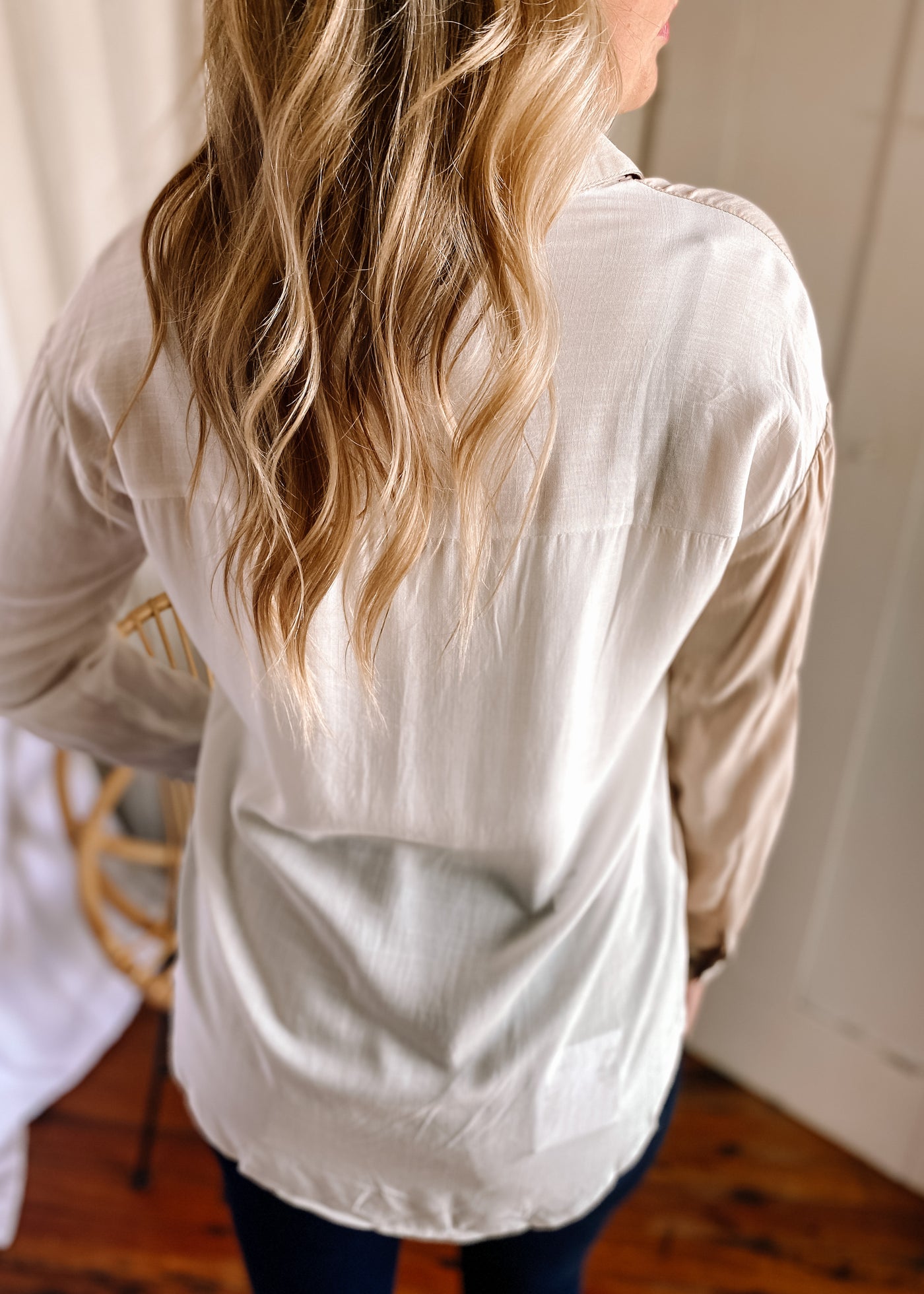 Colorblock Button Shirt Blouse