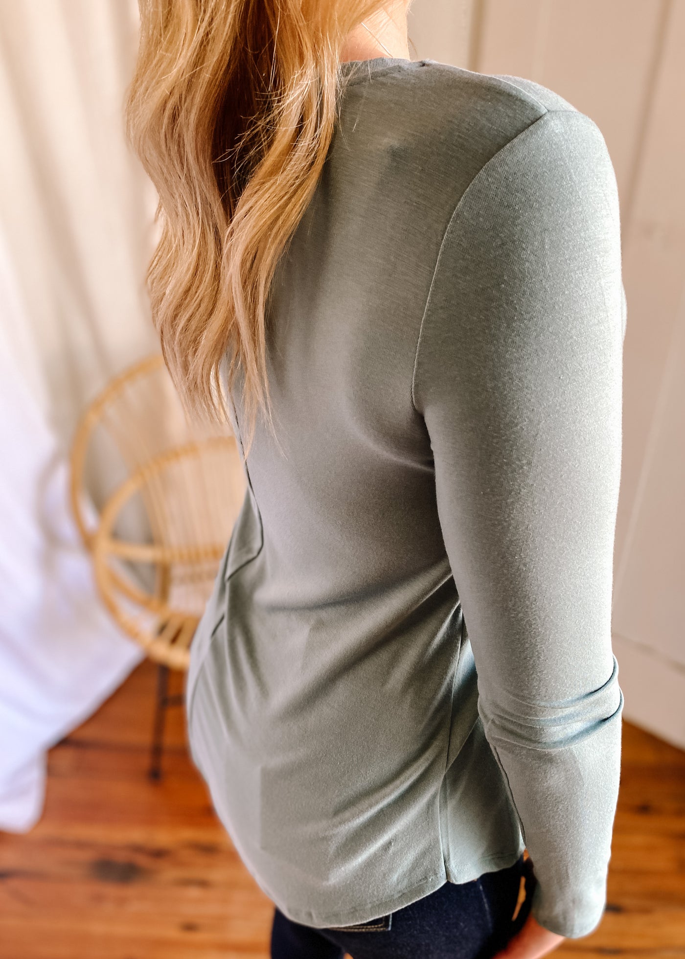 Carla Round Neck Top in Blue Grey