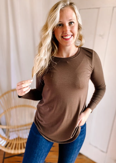 Carla Round Neck Top in Brown
