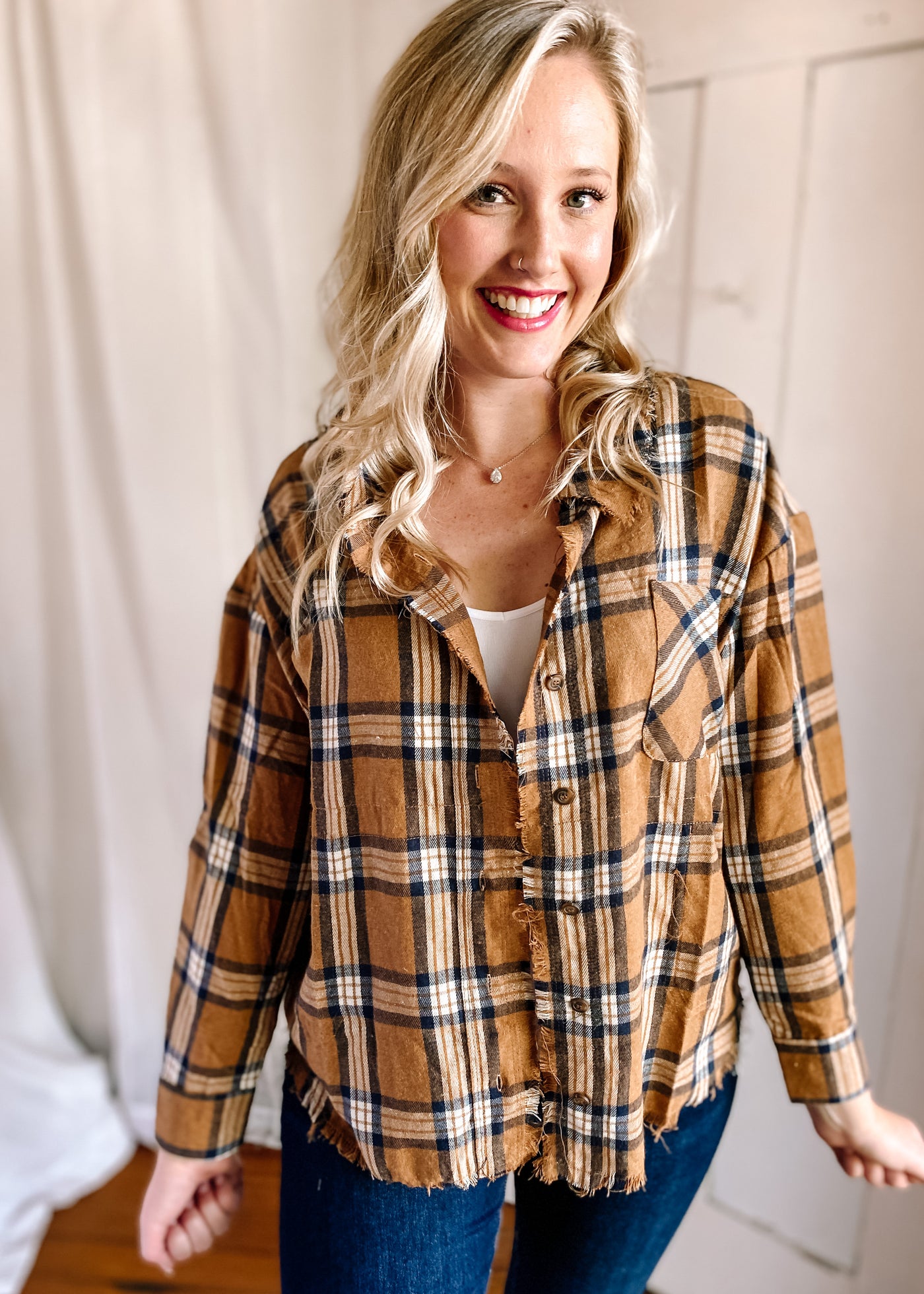 Tuscany Plaid Oversized Top