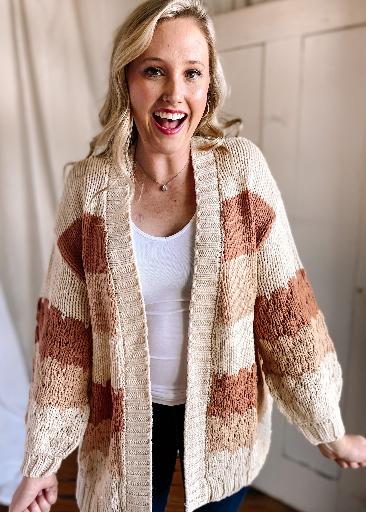 Colorblock Oversized Knit Cardigan