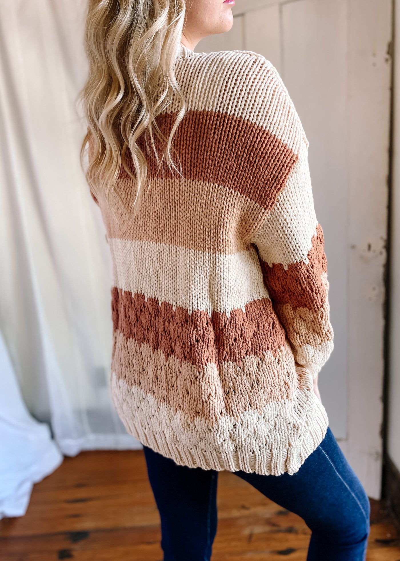Colorblock Oversized Knit Cardigan