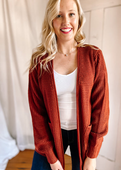Take Me Anywhere Cardigan in Rust