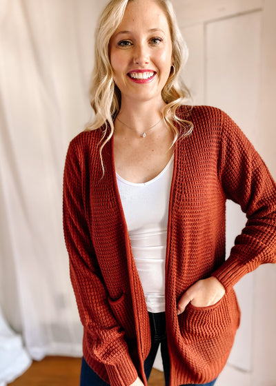 Take Me Anywhere Cardigan in Rust
