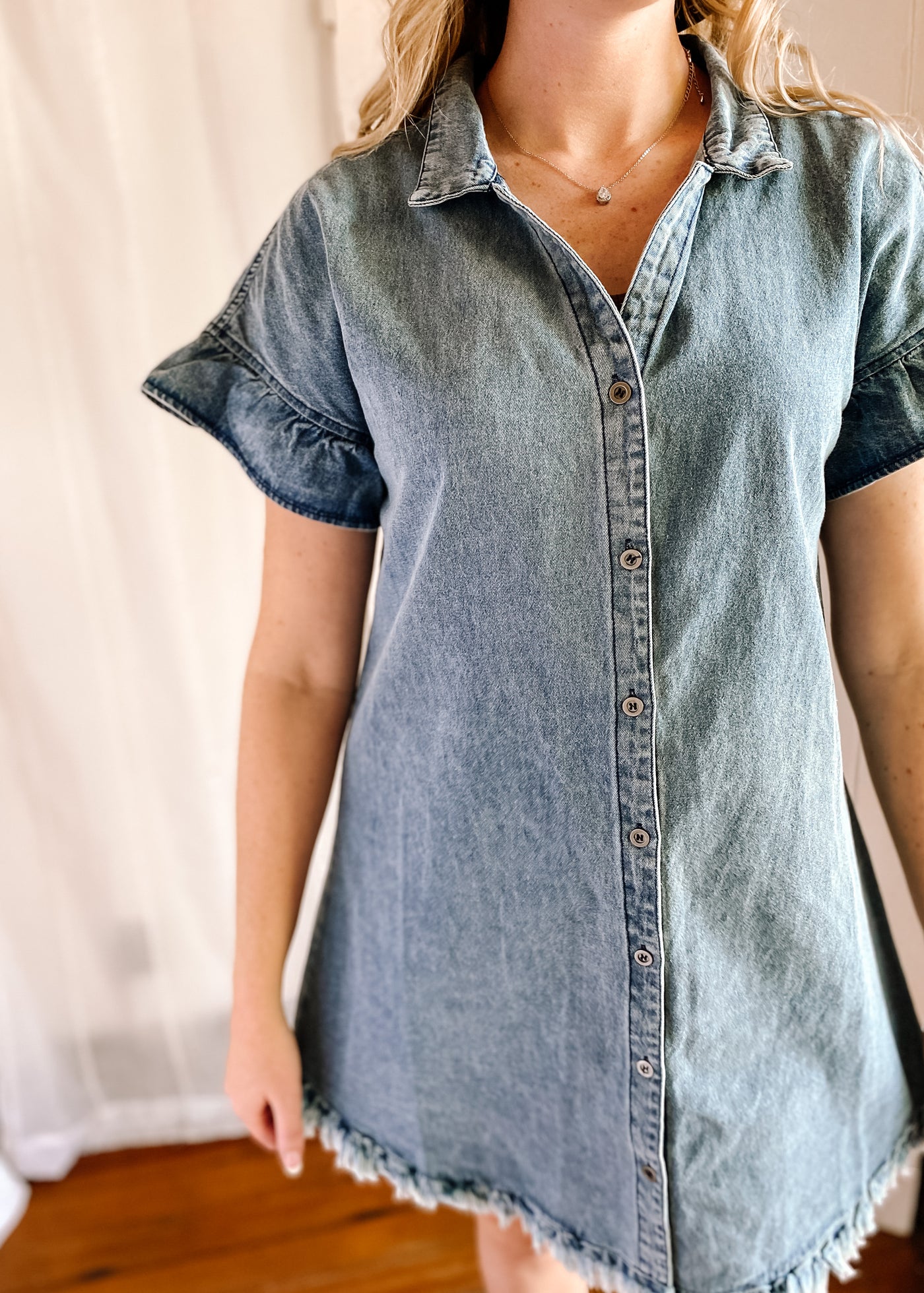 Button Down Denim Shirt Dress (Small through 2XL)