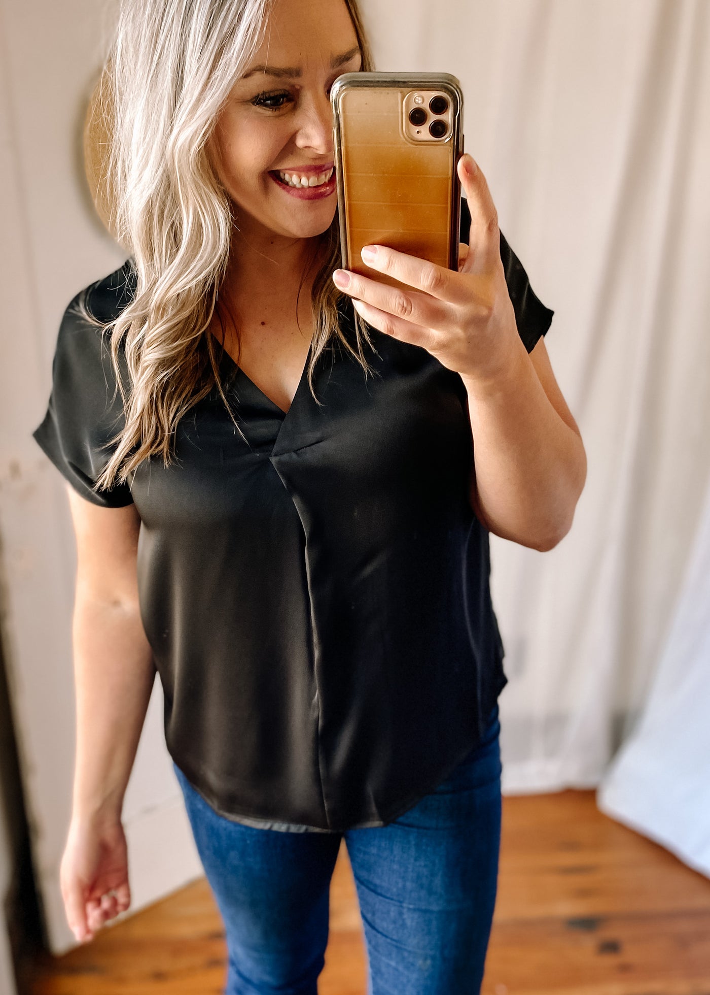 Satin V-Neck Top