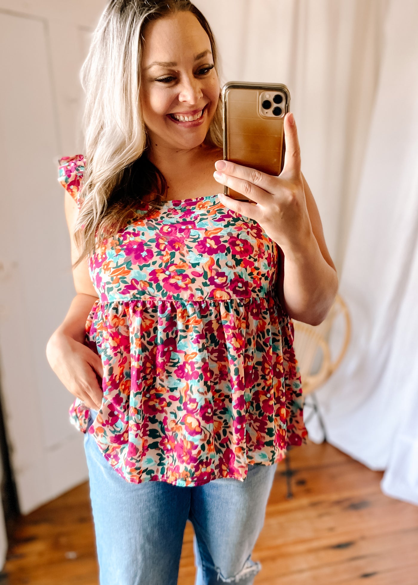 Square Neck Floral Tank