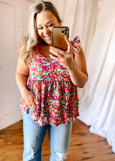 Square Neck Floral Tank