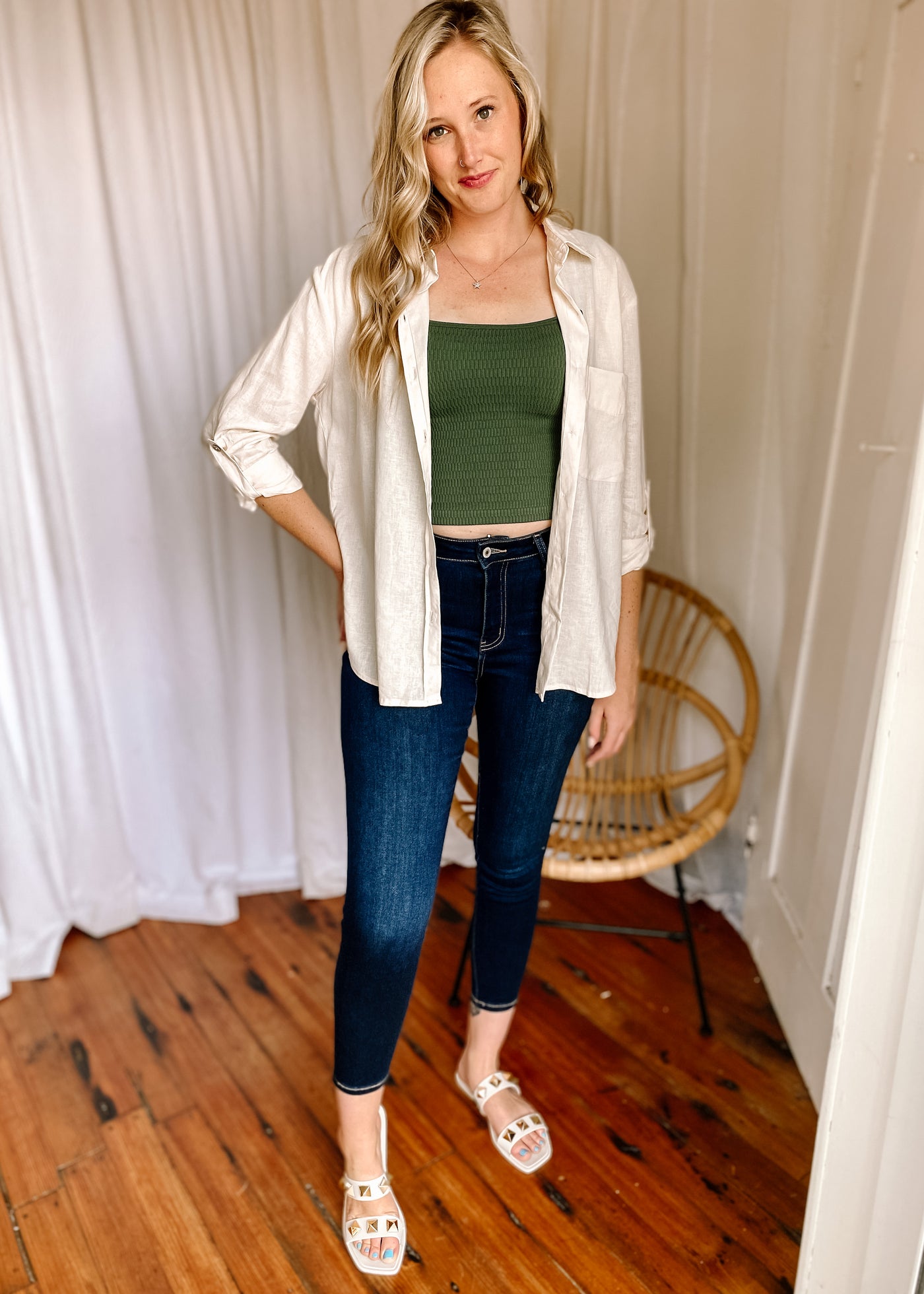 Relaxed Button Down Shirt in Cream
