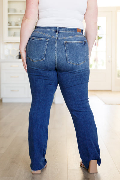 Brand Collab Josephine Mid Rise Raw Hem Bootcut Jeans