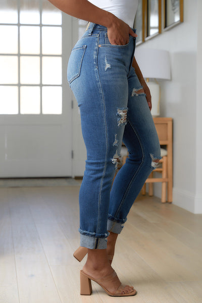 Brand Collab Belinda High Rise Distressed Straight Jeans