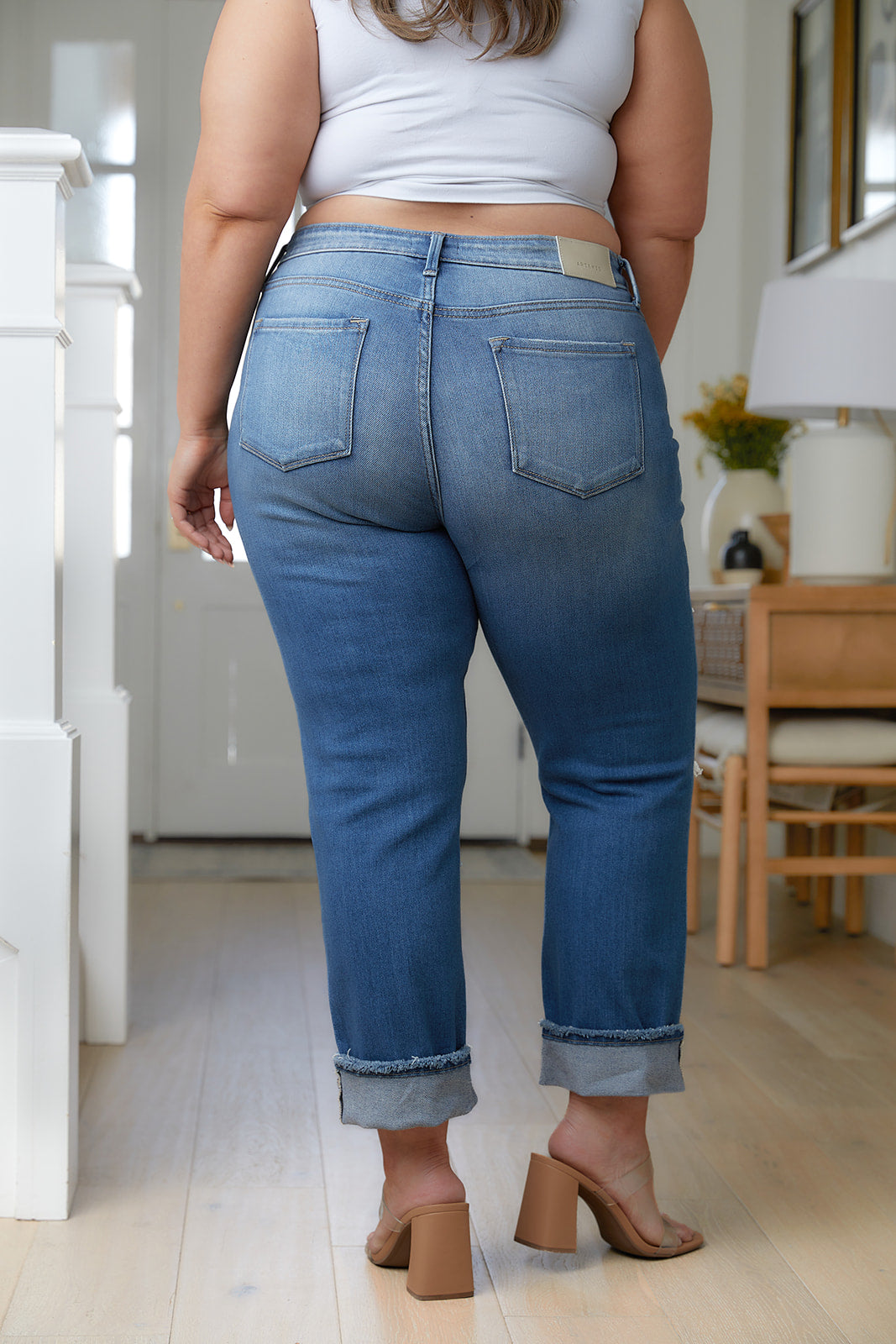 Brand Collab Belinda High Rise Distressed Straight Jeans