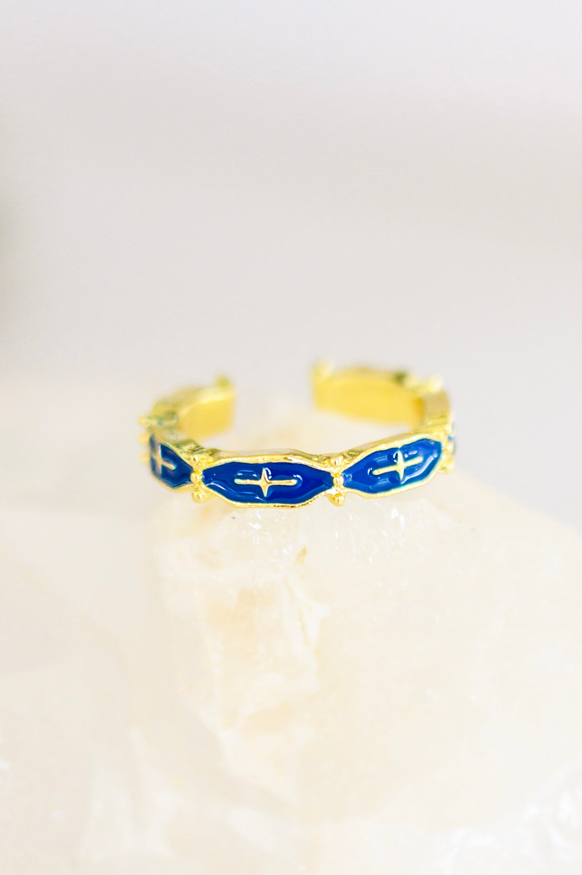Brand Collab Mariana Hand Crafted Blue Cross Ring