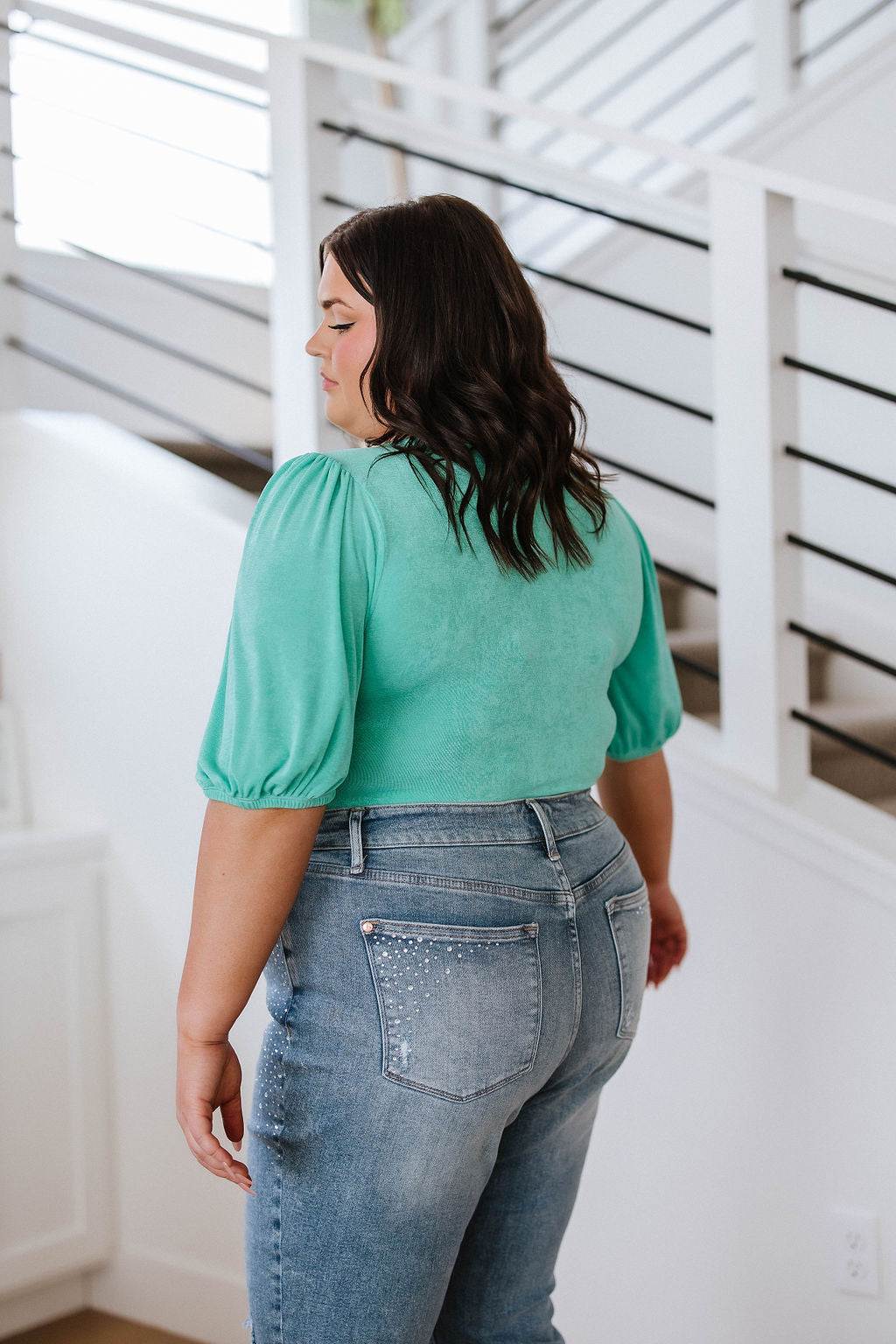Brand Collab A Total Vision Square Neck Bodysuit in Mint