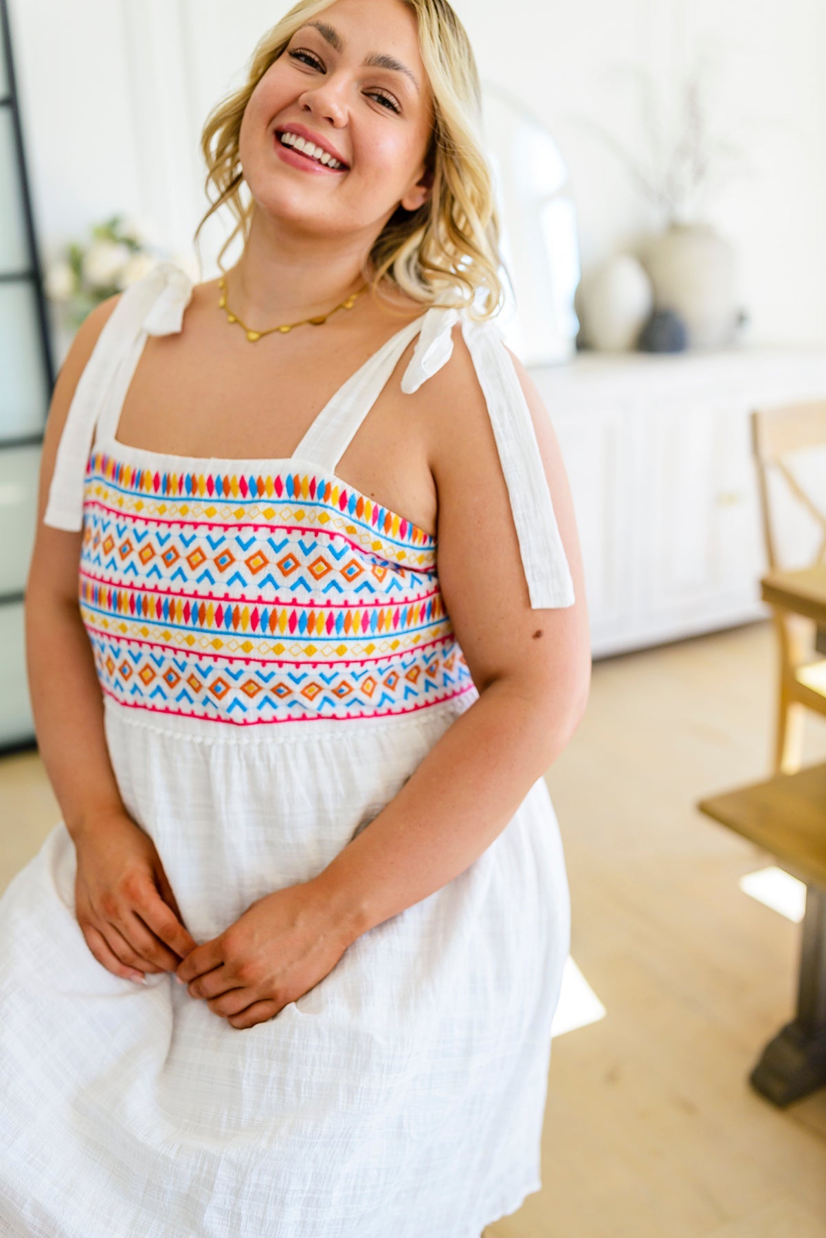 Brand Collab Ain't She Sweet Embroidered Babydoll Dress