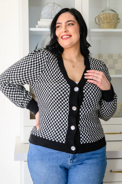 Brand Collab Big City Nights Checkered Cardigan