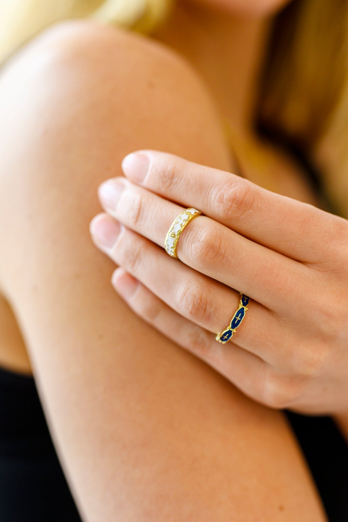 Brand Collab Mariana Hand Crafted Blue Cross Ring