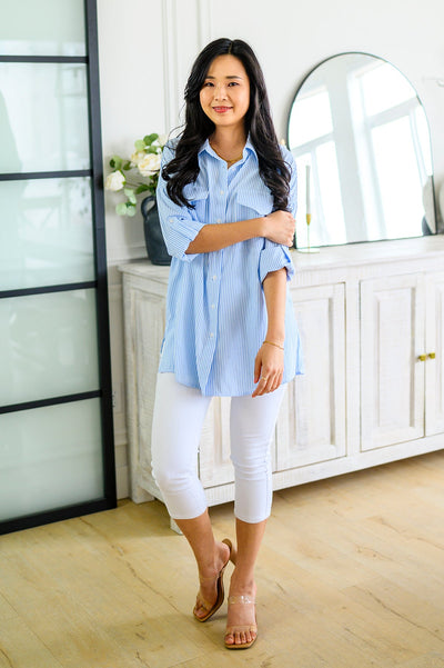 Brand Collab Borrowed Forever Striped Button Down