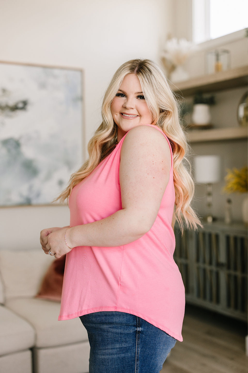 Brand Collab Can’t Wait for Spring Hi-Lo Sleeveless Top in Pink