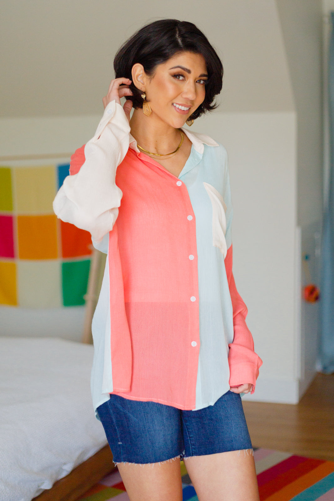 Brand Collab Capture The Day Two Toned Button Up