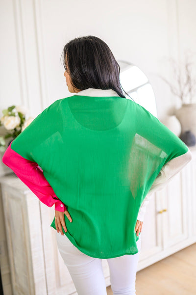 Brand Collab Capture the Day Two Toned Button Up Kelly