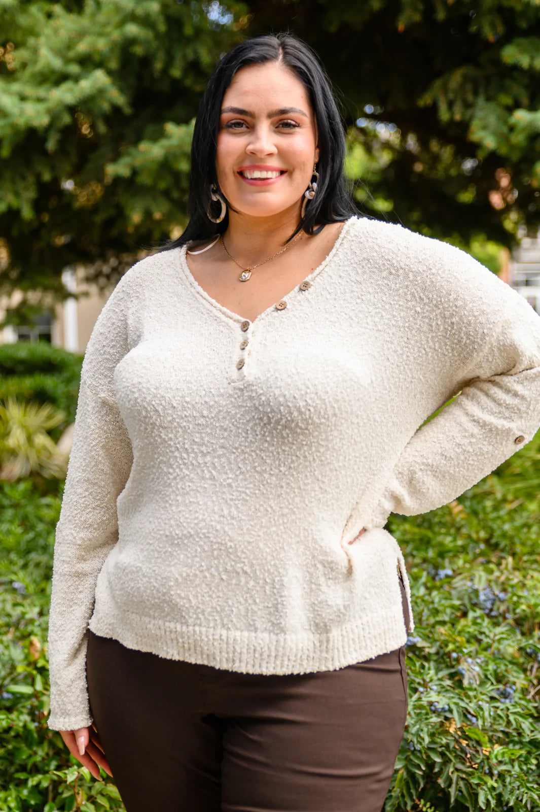 Brand Collab Cozy Zone Popcorn Thread Knit Sweater In Cream
