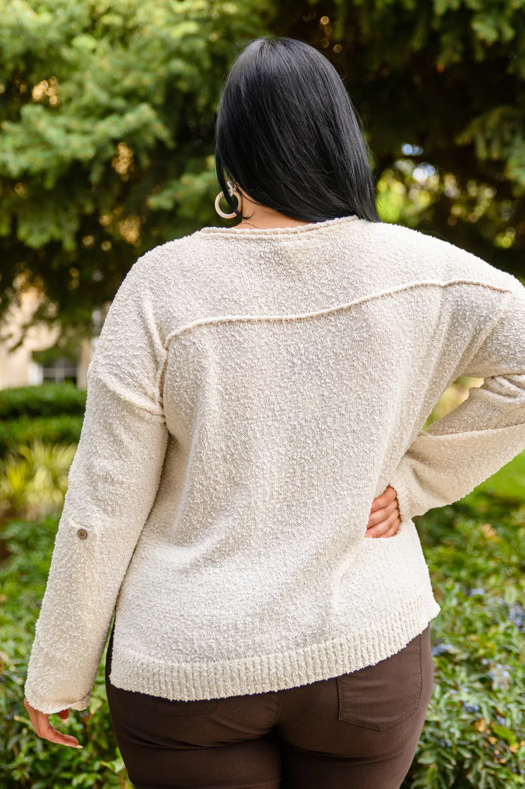 Brand Collab Cozy Zone Popcorn Thread Knit Sweater In Cream