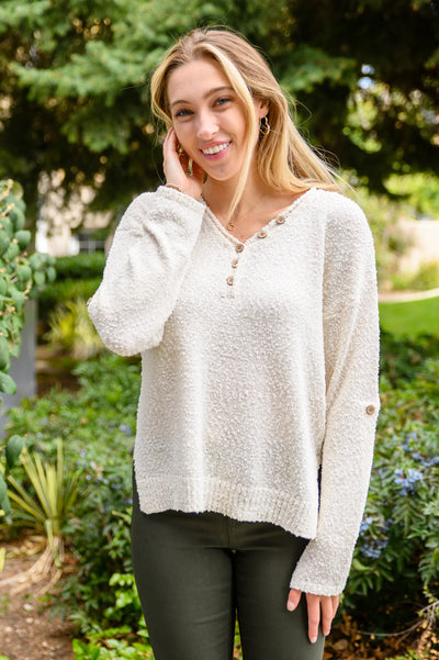 Brand Collab Cozy Zone Popcorn Thread Knit Sweater In Cream