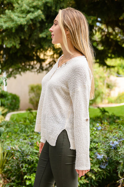 Brand Collab Cozy Zone Popcorn Thread Knit Sweater In Cream