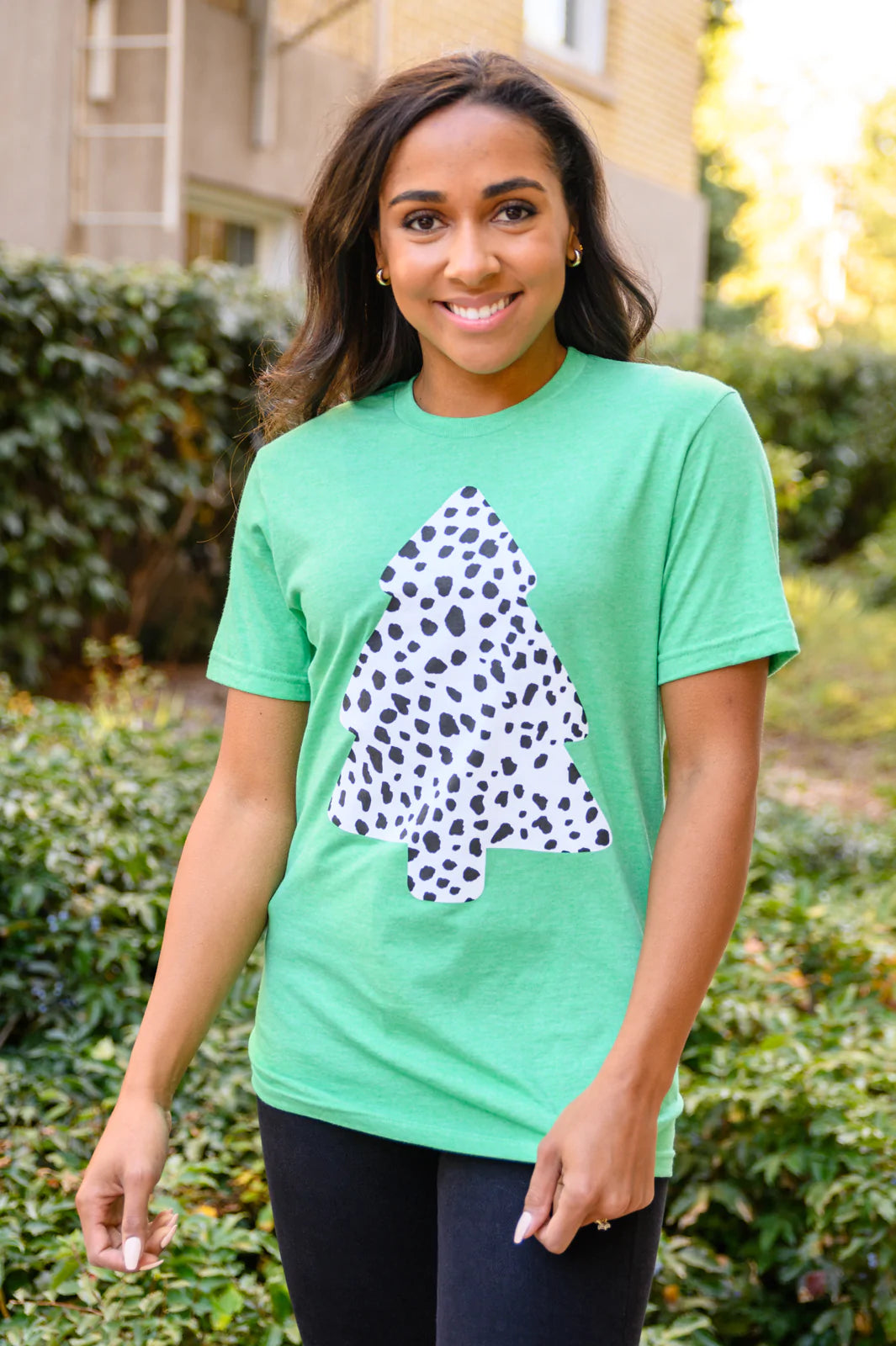 Brand Collab Dalmatian Tree Graphic Tee in Kelly Green