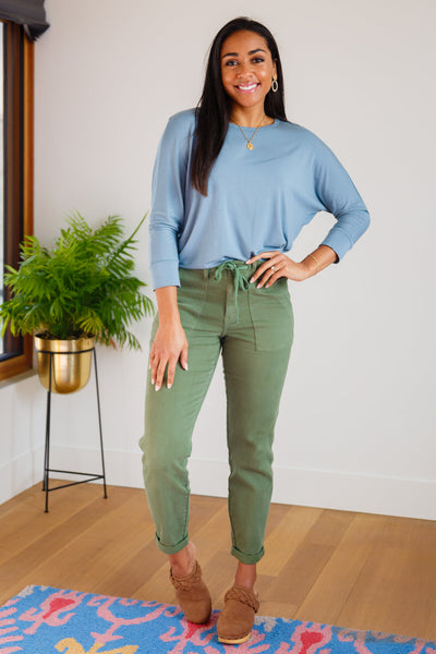 Brand Collab Daytime Boat Neck Top in Blue Gray
