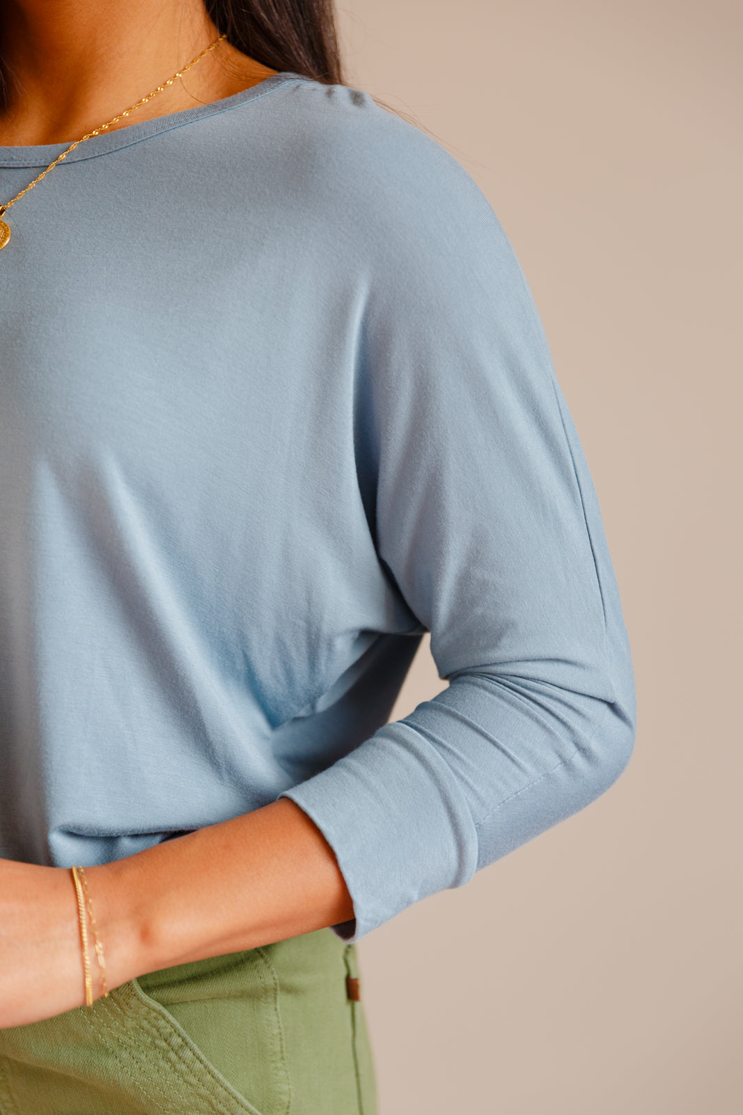 Brand Collab Daytime Boat Neck Top in Blue Gray