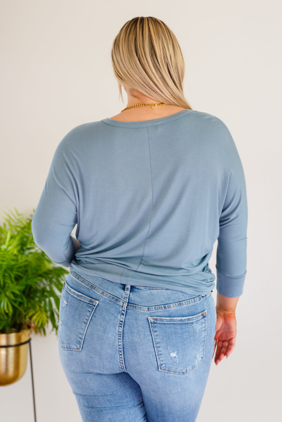 Brand Collab Daytime Boat Neck Top in Blue Gray