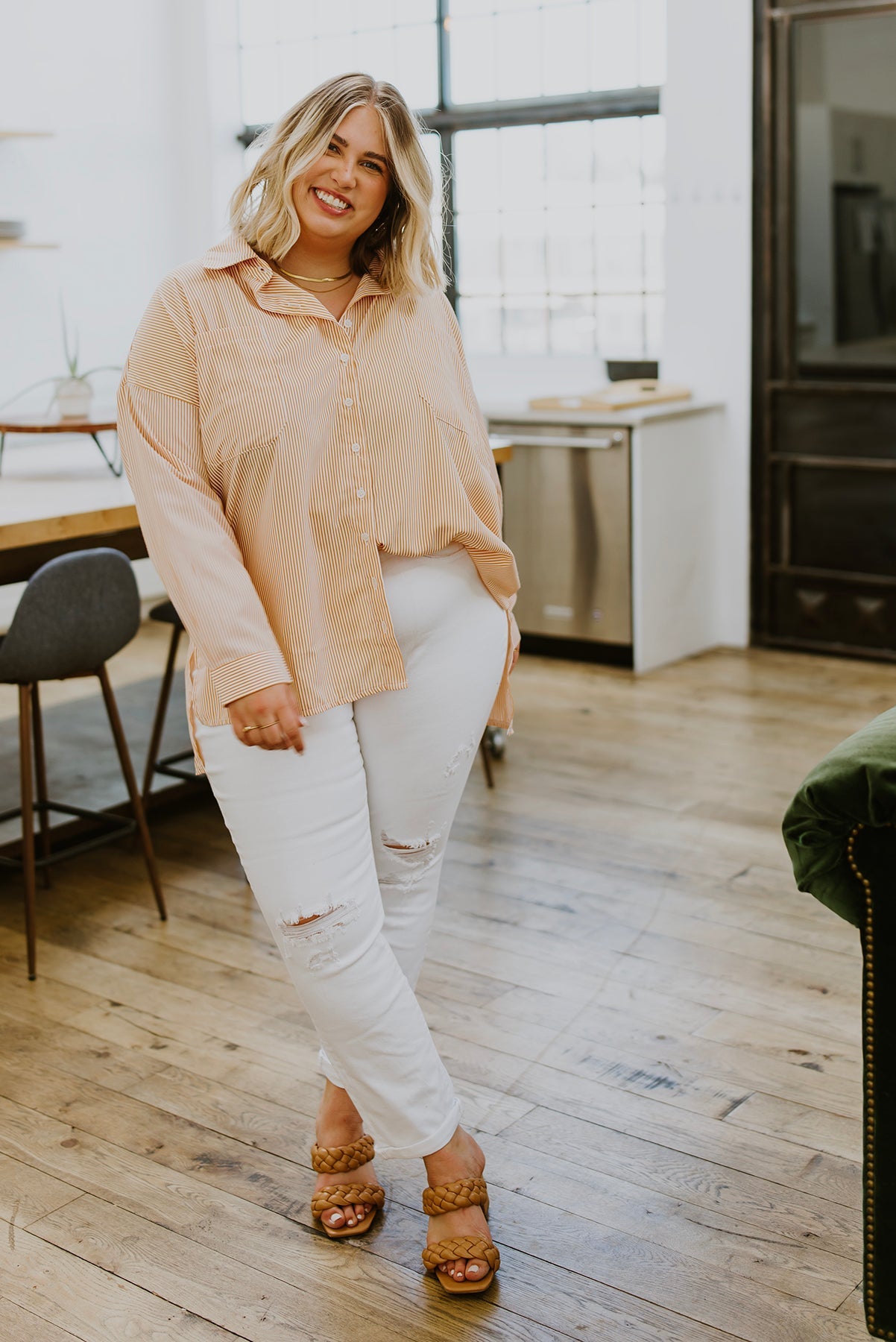Brand Collab Easy On The Eyes Striped Button Up