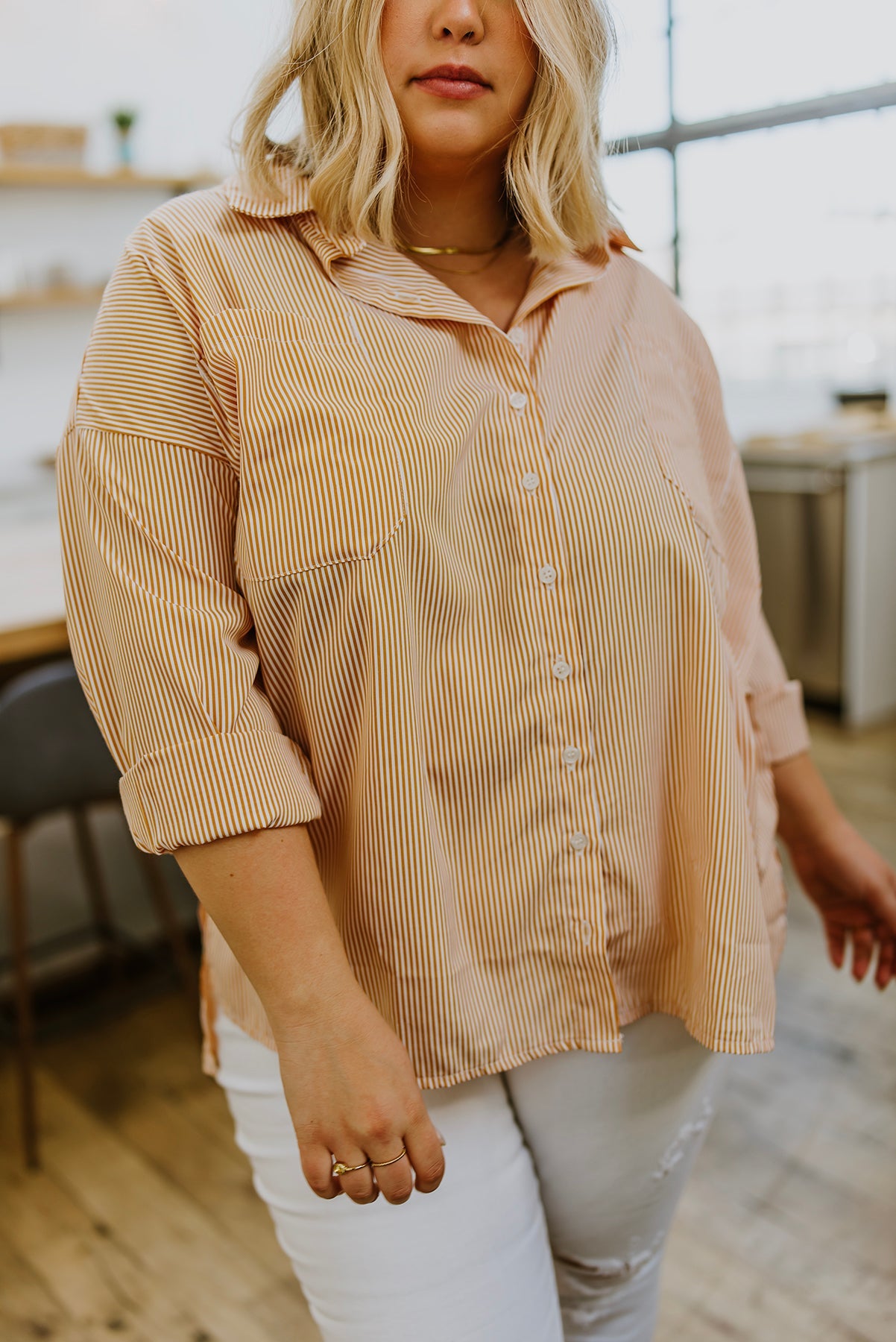 Brand Collab Easy On The Eyes Striped Button Up