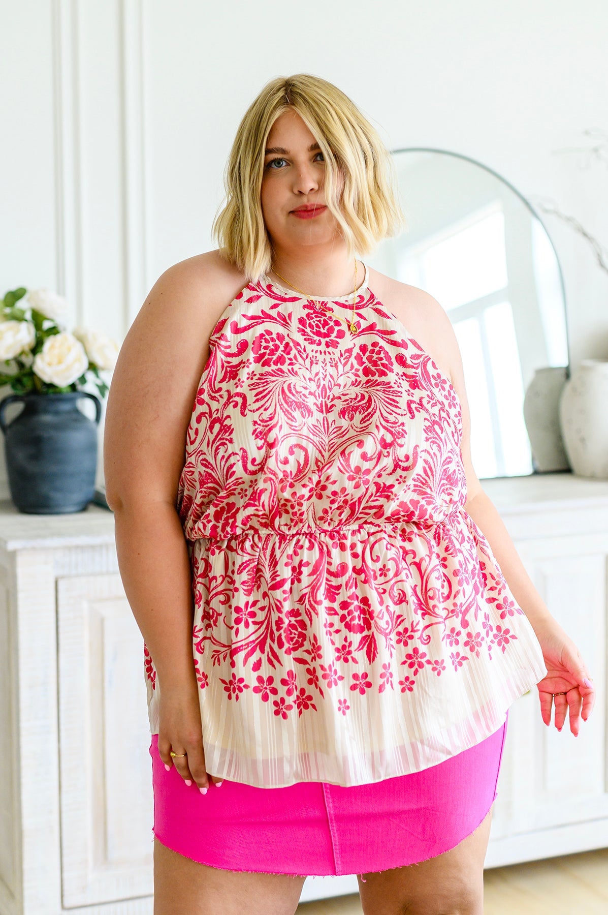 Brand Collab Maggie High Rise Skirt in Magenta