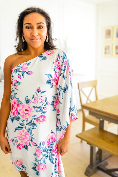 Brand Collab Forever Smitten Floral One Shoulder Dress