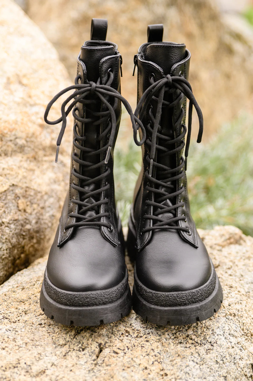 Brand Collab Fresh Feels Combat Boots In Black