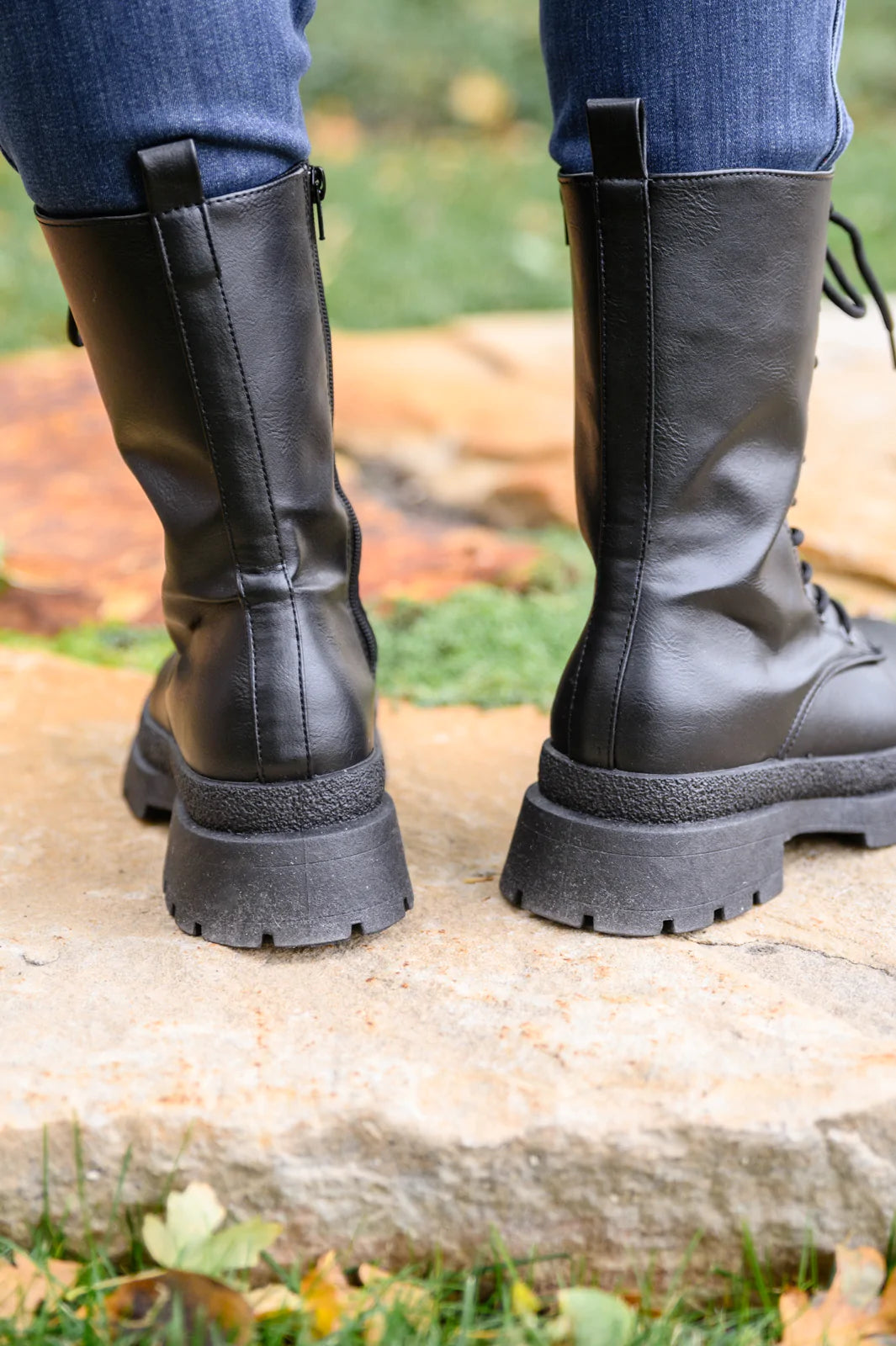 Brand Collab Fresh Feels Combat Boots In Black