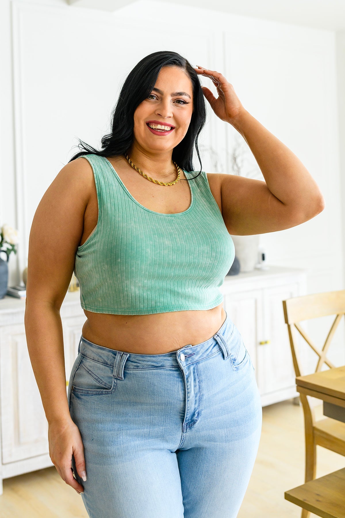 Brand Collab Get On My Level Cropped Cami in Mint