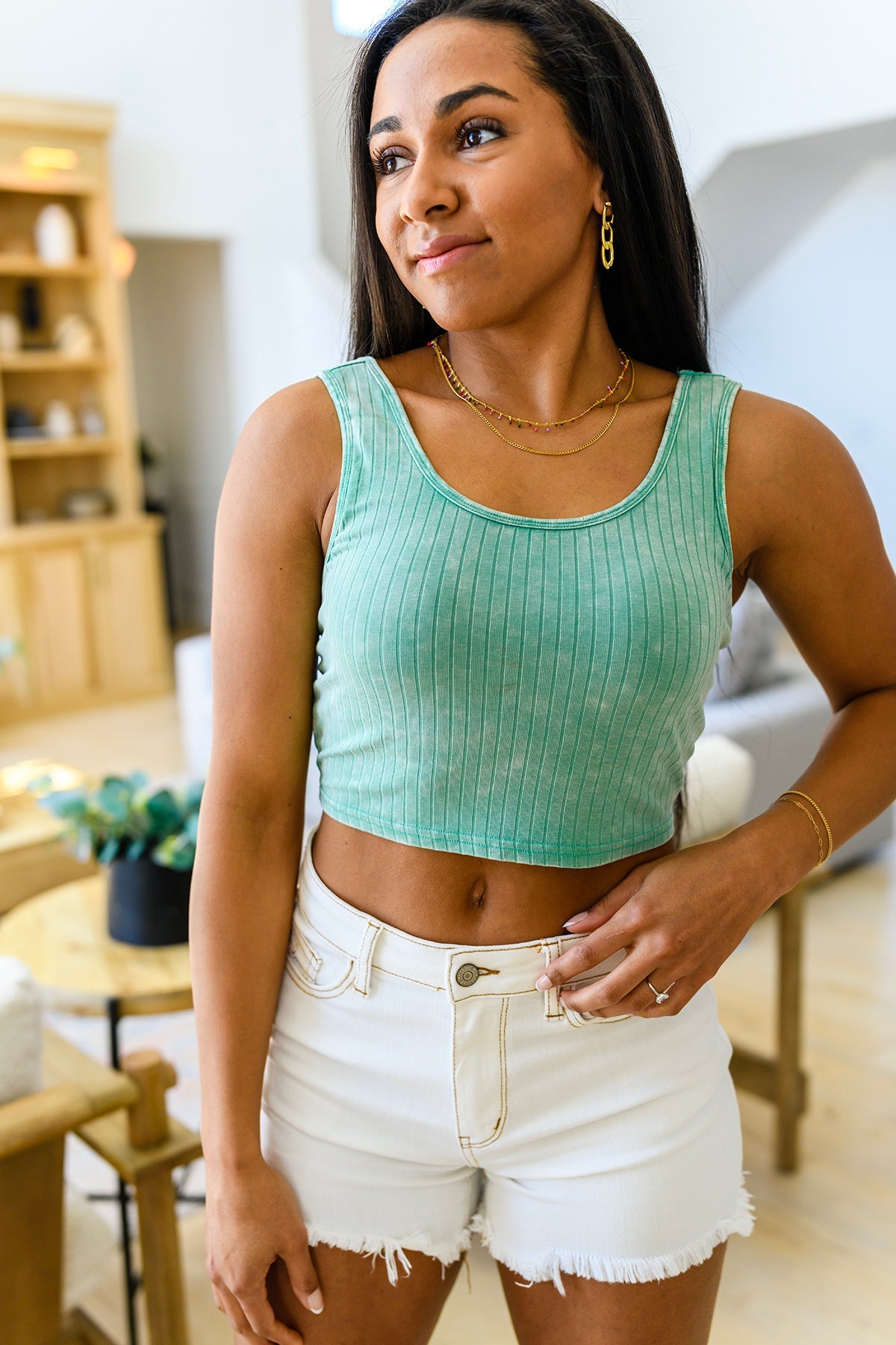 Brand Collab Get On My Level Cropped Cami in Mint