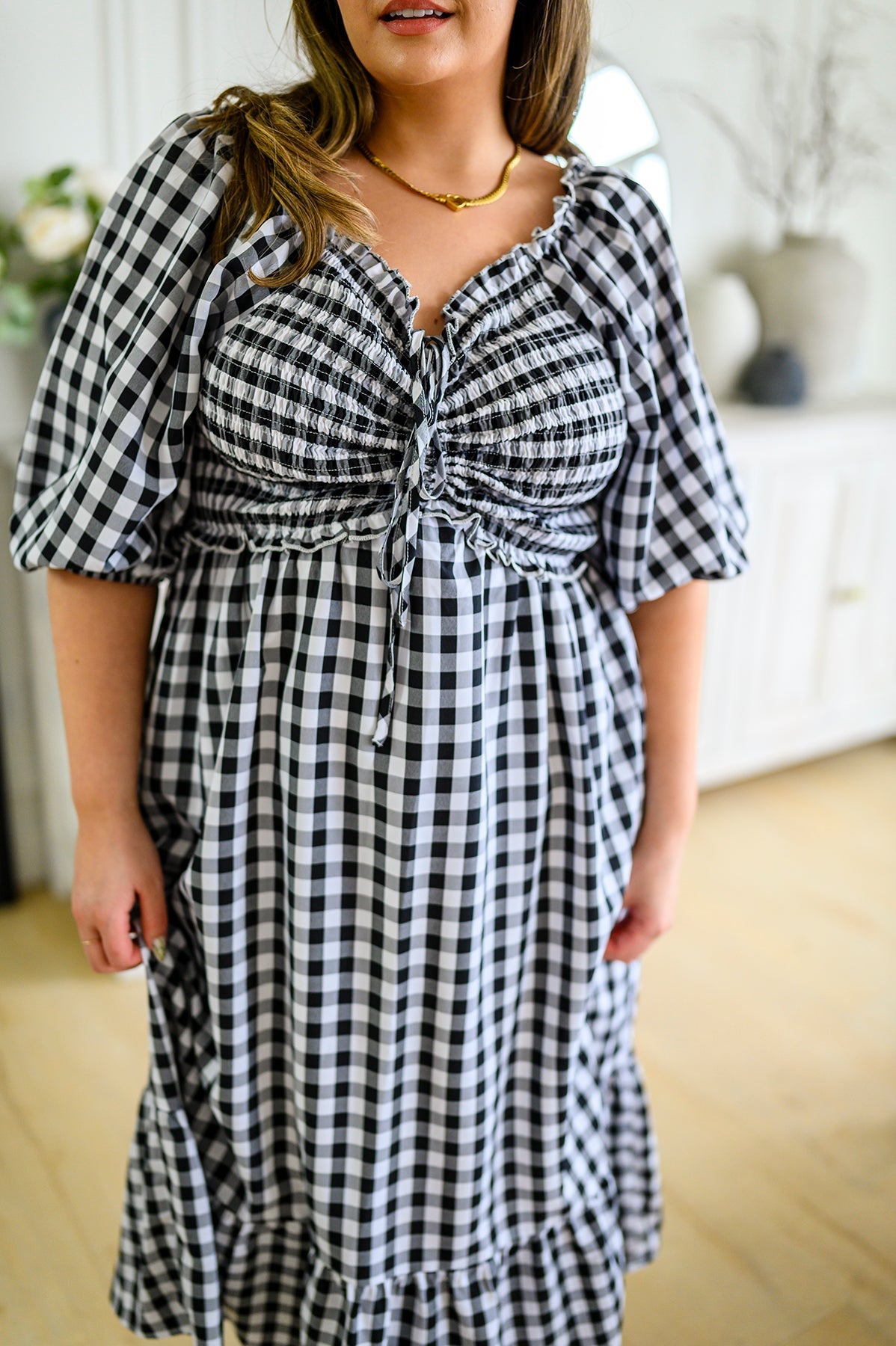 Brand Collab Greenville Gingham Midi Dress