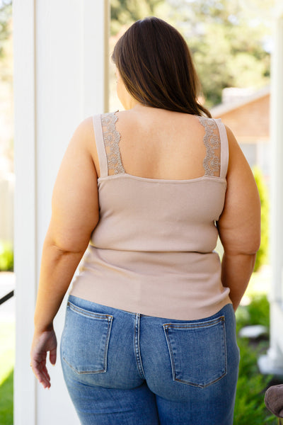 Brand Collab I Can Love You Better Lace Tank in Taupe