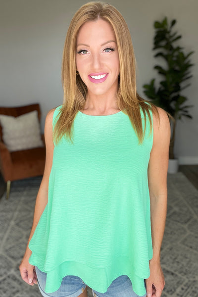 Brand Collab Double Tiered Flare Tank in Mint