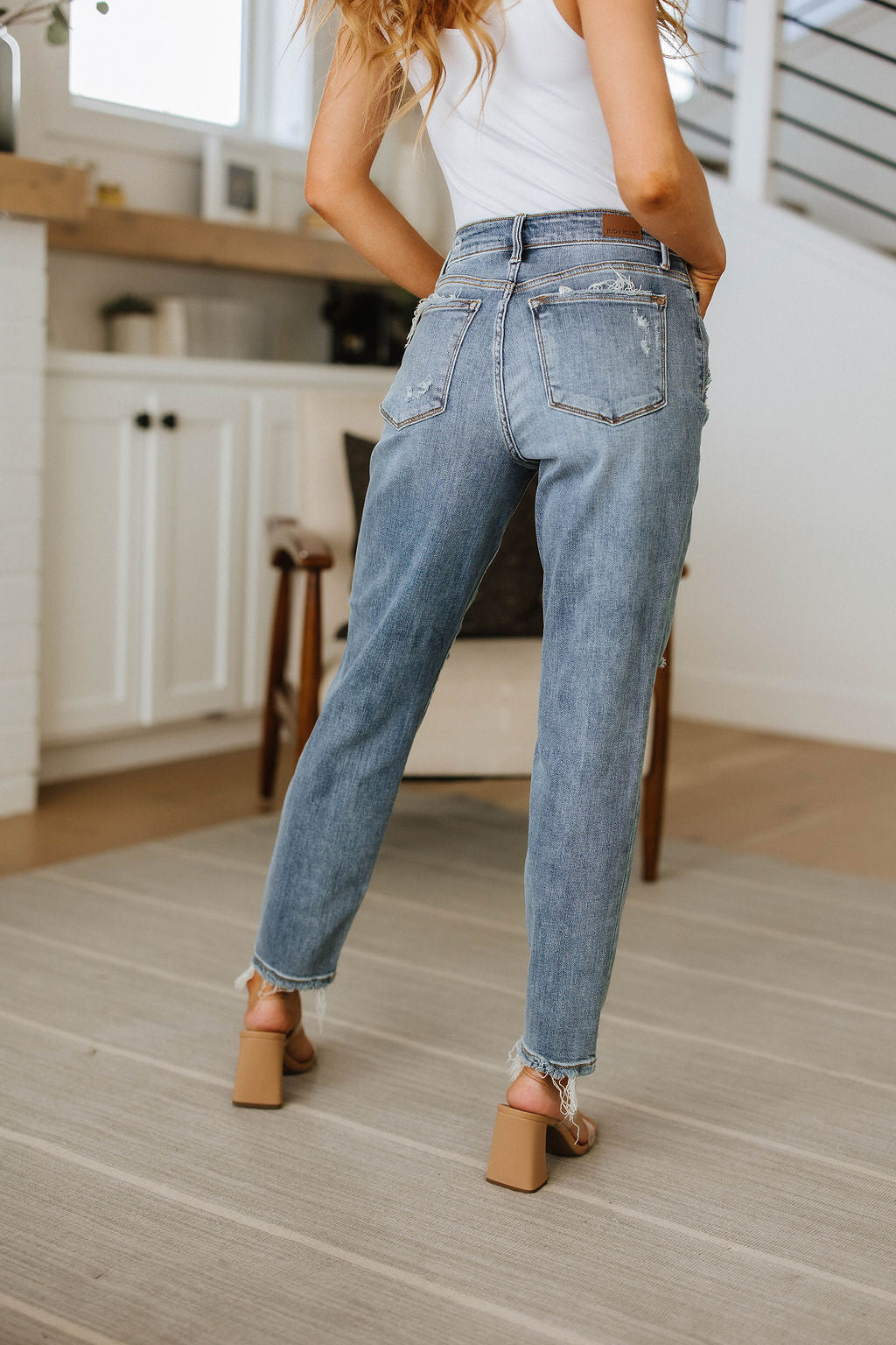 Brand Collab Josie Mid Rise Button Fly Boyfriend Jeans