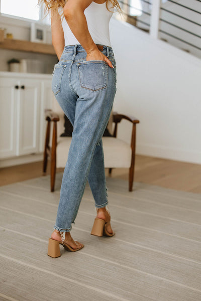 Brand Collab Josie Mid Rise Button Fly Boyfriend Jeans