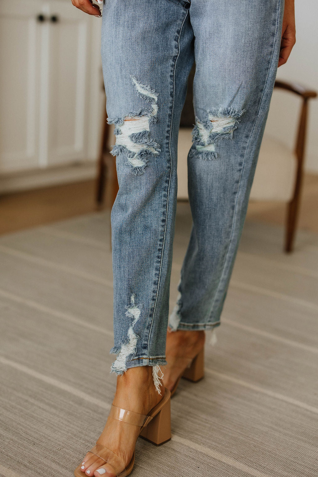 Brand Collab Josie Mid Rise Button Fly Boyfriend Jeans